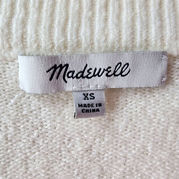 Madewell Bobble Dashwood Wool Blend Ivory V-neck Sweater In Coziest Yarn Womens - Picture 5 of 7